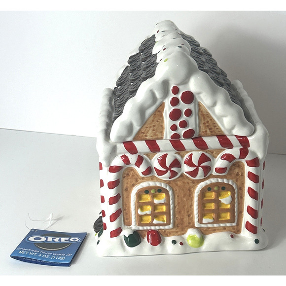 Vintage Oreo Gingerbread House 2001 Christmas Holiday Cookie Jar READ - Picture 2 of 7